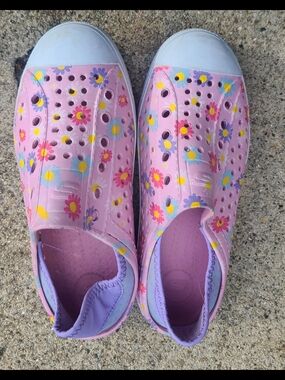 Kids Pink Floral Slip-On Skechers